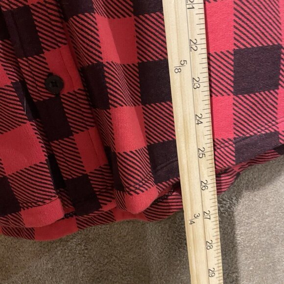 Victoria Secret PINK Shirt M Black Red Checkered Buffalo Plaid Fleece Oversized - Picture 8 of 8